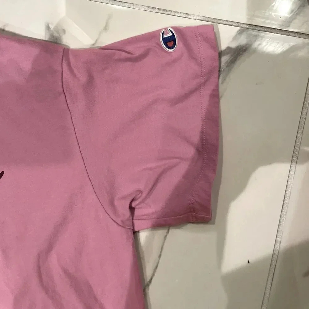 WOMENS CHAMPION HERITAGE VINTAGE LOGO CROP TEE COLOR ICE CAKE SIZE LARGE - Picture 6 of 12